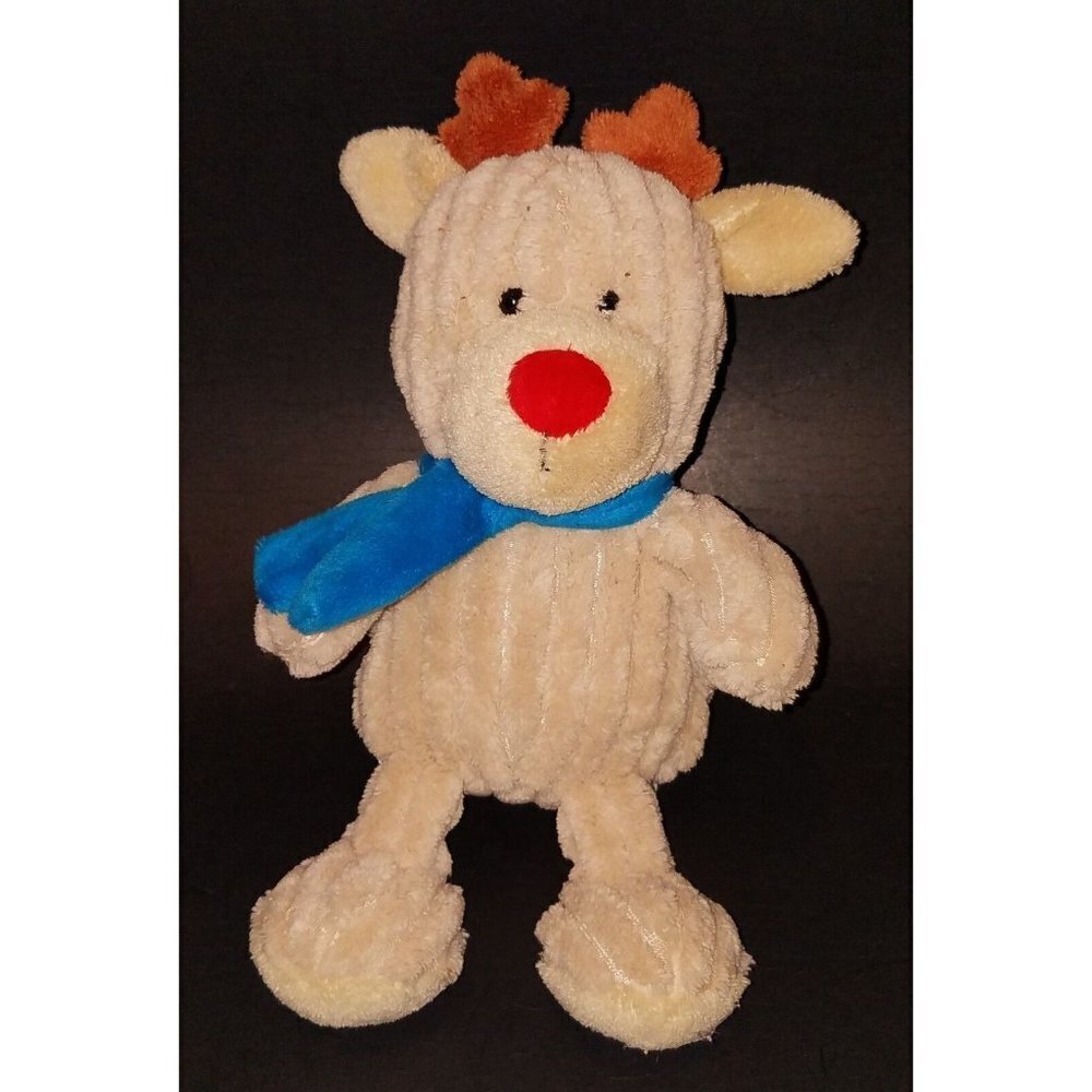 Animal Adventure Tan Reindeer Moose Deer Lovey Plush Blue Scarf Ribbed Corduroy